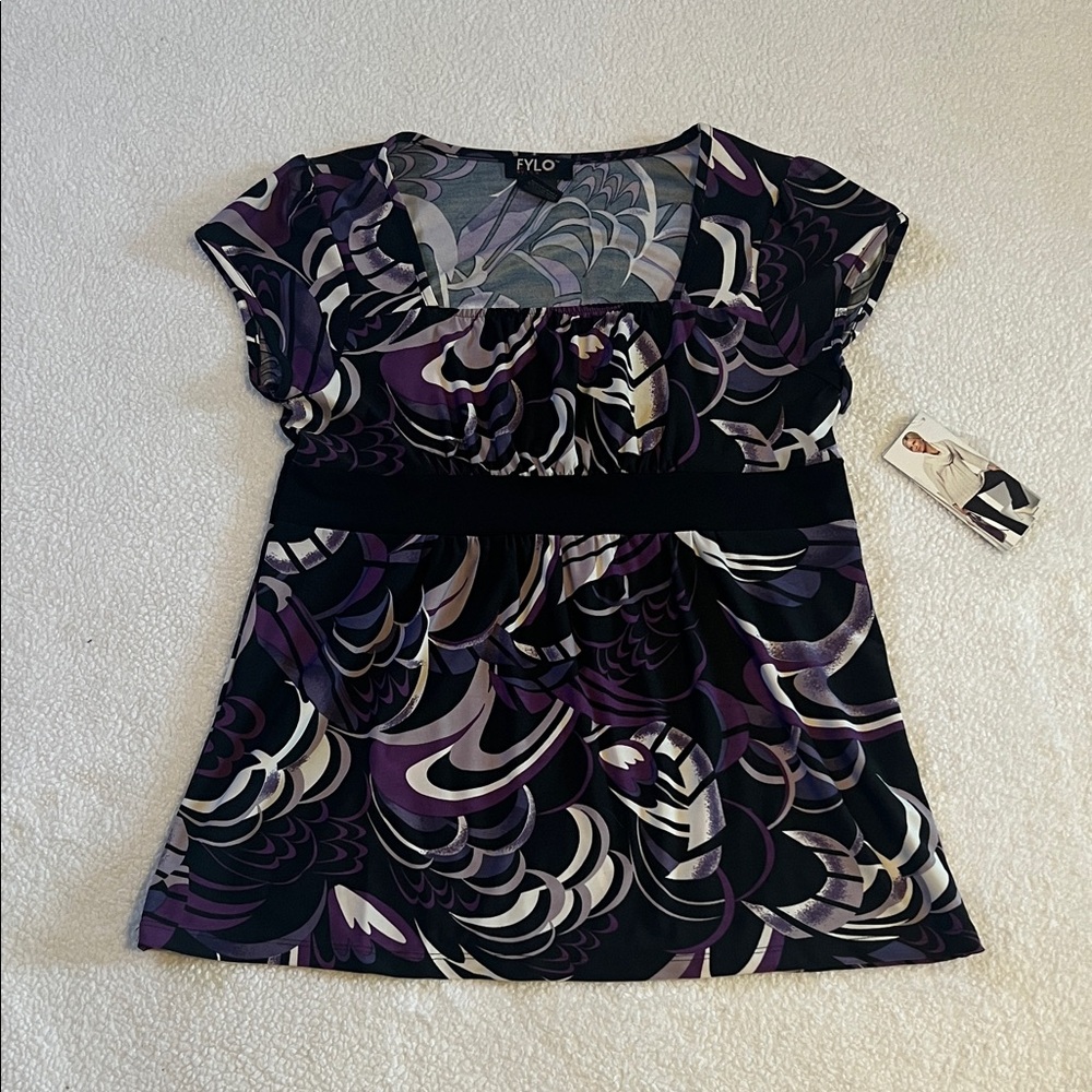 FYLO Purple and Black Graphic Top